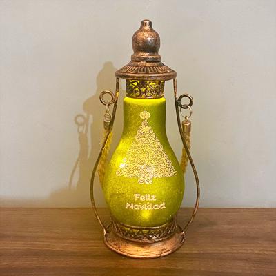 China Small Kerosene Lamp Christmas Home Decoration Craft Ornament With Handle Electronic Glass LED Kerosene Lamp for sale