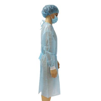 China Hospital/Clinic/Dental 25g Disposable Isolation Gown Lab/Public Place Long Sleeves Non Woven Wholesale Disposable Isolation Gown Isolation Gown for sale