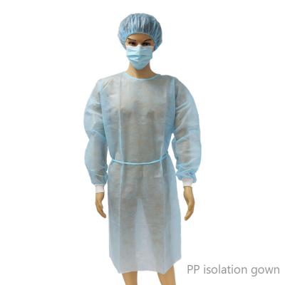 China Tie Back Aeofa Stock PP Nonwoven Fabric Disposable Non-Surgical Isolation Gowns for sale