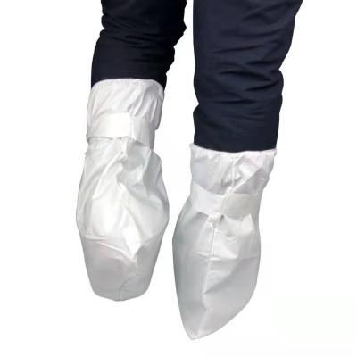 China White Elastic PP Nonwoven SMS PE Knee Hood Disposable Foot Cover Boot Cover Long With Bandage for sale