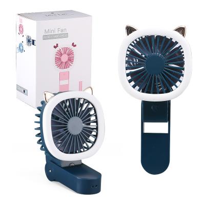 China Strong Wind/LED Light/Portable Folding Fan Travel Handheld Outdoor Fashion Small With USB Strong Wind Summer Fan Light Charging Cool Toy for sale