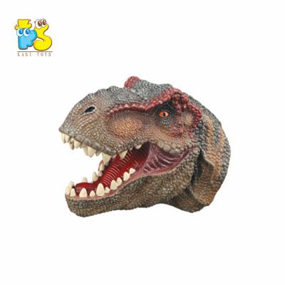 China Toy Pretend Educational Play Realistic PVC Dinosaur Head For Kid Imaginative Story Soft Rubber Hand Puppet Toy for sale