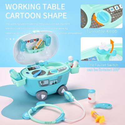 China DIY Pretend Medical Equipment Plastic Toy DIY Storage Box Kids ABS Trolley Doctor Toy Preschool Educational Set for sale