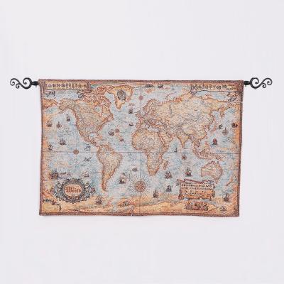 China Jacquard Wall Hanging Hand & Woven Silk World Map Wall Tapestry for sale