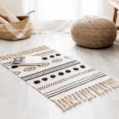 China Eco-friendly.anti-slip.water-proof Boho Style Rug Living Room Sofa Coffee Table Floor Mat Cotton Blanket Long With Tassels 60x90cm for sale