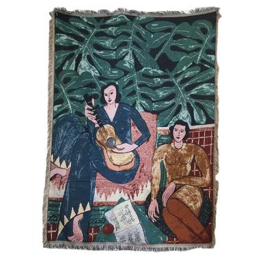 China Folded Woven Tapestry Throw Blanket, Bedroom Wall Decor Tapestry And Home Throw Blanket for sale