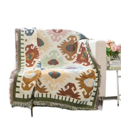 China Wholesale cheap woven geometric throw fringed jacquard sofa chair bed cover for sale