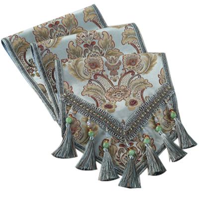 China Retro Fashion Jacquard Durable European Luxury Choice Woven Table Runner Tapestry Table Runner for sale