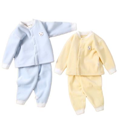 China Anti-Shrink Cheap Newborn corduroy clothes baby clothing sets organic boy spring autumn baby girl winter plain 2pcs knitted sets custom for sale