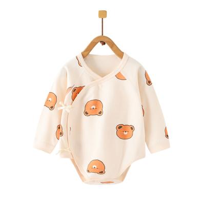 China Casual 100 % organic cotton custom wholesale cheap baby onesie muslin clothes spanish rompers wholesale cartoon jumpsuit neck bodysuit for sale