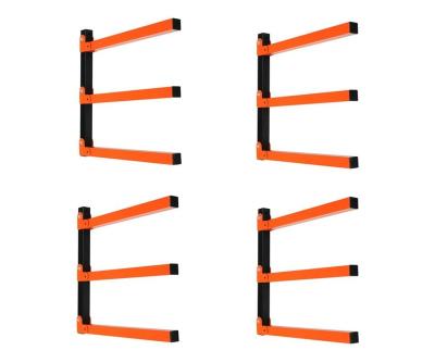 China GR9003 Wall Mount 3 Tier Wooden Organizer Metal Rack Black-2pack for sale