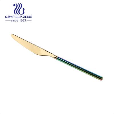 China High End Premium Royal Gold Stainless Steel Flatware High Polished Knife With Green Color Handle SM160DK-2 for sale