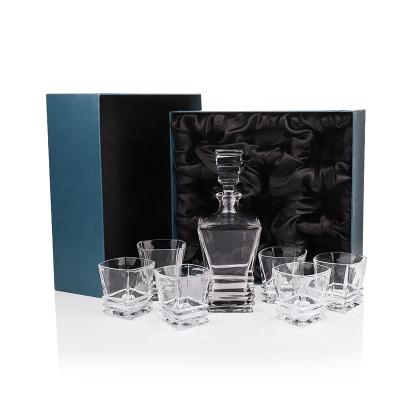 China Wholesale 7PCS Amazon Classic High End Hot Sale Wine Glass Decanter Set Heavy Whiskey Glass Wine Decanter Set With Gift Box Package For Bar for sale