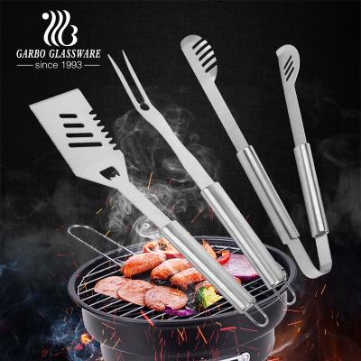 China 2CR13+401 Stainless Steel 3PCS Set Kitchen Clamp BBQ Tong Meat Serving Fork Stir Turner Viable Global Popular Cooking Outdoor Buffet for sale