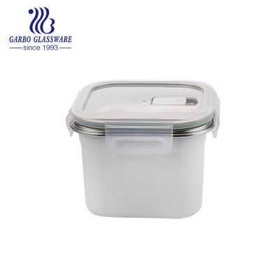 China 304 Stainless Steel Heatable Crisper Tiffin Box with Lock Lid 1L Square Shape Food Storage Box for sale