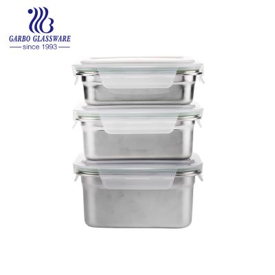 China Sustainable Tableware Dinner Set Stainless Steel Storage Container With PP Lock Li 600ml 800ml 1000ml Stainless Steel Lunch Box for sale