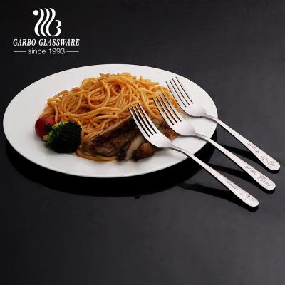 China Consuming Disposable Utensils Stainless Steel Fork Whole Set 6pcs Set Flatware Tableware For Home Hotel Use Enbossed Logo for sale