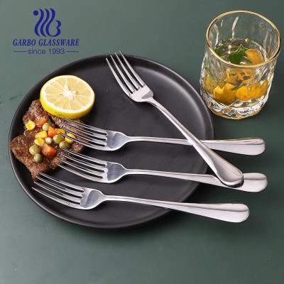 China Factory Stocked Cheap Stainless Steel Dinner Fork Meat Fork Cake Fork With Mirror Polish Cutlery Set Popular Flatware for sale