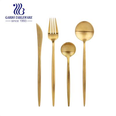 China Sustainable High Quality 16pcs 304 Stainless Steel Flatware Eating Utensil Set With Gold Color PVD Coating for sale