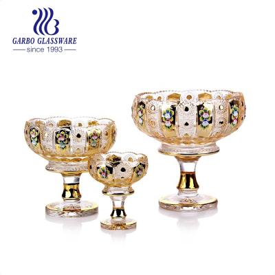 China Stockable Luxury Gold Glassware Set Colored Glassware Set For Gold Glass Bowls for sale