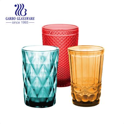 China Juice cup13OZ tumbler juice glass cup wine viable color glass cup solid color decorative glassware for sale