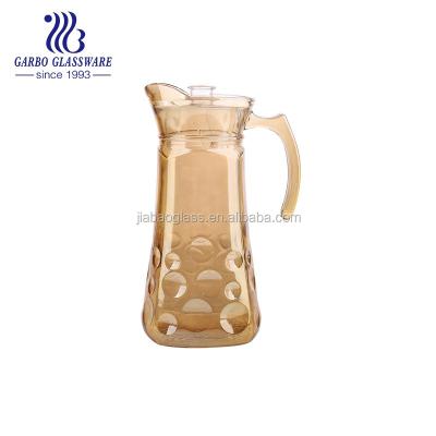 China Sustainable 1.5L Gold Plating Color Gold Glass Jug Drinking Pitcher With Glass Handle Dining Room Use for sale