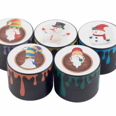 China New Style Christmas New Style Handsome Cute Man Snow Dry Herb Zinc Alloy Metal 4 Piece Layer Herb Tobacco Grinder Grinder for sale