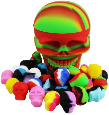 China Mini 3ml 15ml Skull Wax Dab Silicone Container Storage Jar Glow Containers Portable Food Herb Tobacco Smoke Accessories for sale