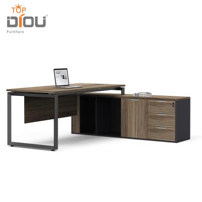 China Fashion Hot Sale Unique Elegance L Shape Big Luxury Black Wooden CEO Table Furniture Design Modern Desk Curved Executive Desk for sale