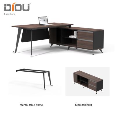 China Office Furniture Convertible Modern Contemporary Executive Desk With Shelves for sale