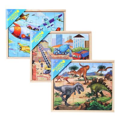 China Wholesale custom wooden jigsaw toy cartoon children's puzzle 4 in 1 dinosaur puzzle for sale