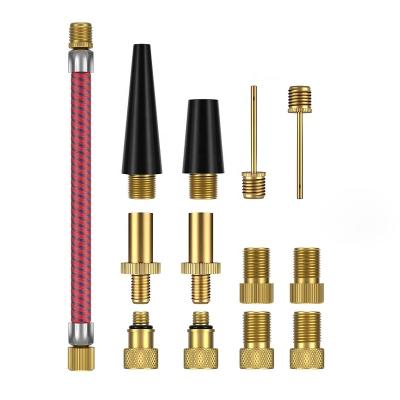 China Tire Pressure Monitor 13pcs Presta to Schrader Adapter Bicycle Tire Inflatable Pump Tube Kit Bicycle Compressor Valve Nozzle Inflator for sale