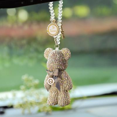 China Cute Artificial Bling Crystal Rhinestone Bear Key Chain PU Rope Or Cartoon Crystal+Diamond Luxury Custom Diamond Cartoon bling Little Bear Key Chain Pendant Gift for sale