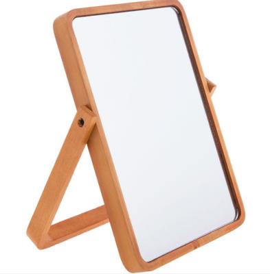 China Makeup Desk High Quality Cute Cosmetic Wooden Square Bestselling Mirror Desktop Mirror for sale