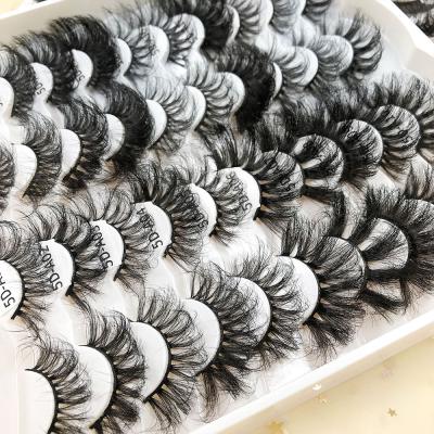 China 5d fiber eyelashes real 25mm luxury handmade false eyelashes wholesale crisscross eyelashes 100% fiber eyelashes for sale