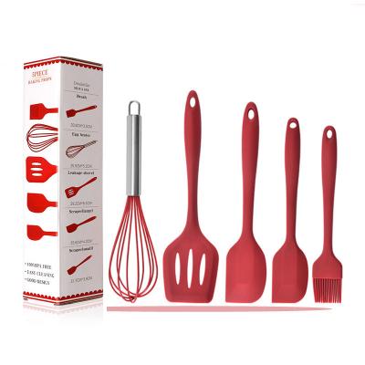 China Home and Kitchen Accessories 5pcs Food Silicone Heat Resistant Viable Heat Resistant Utensils Cheap Cooking Spatula Set for sale