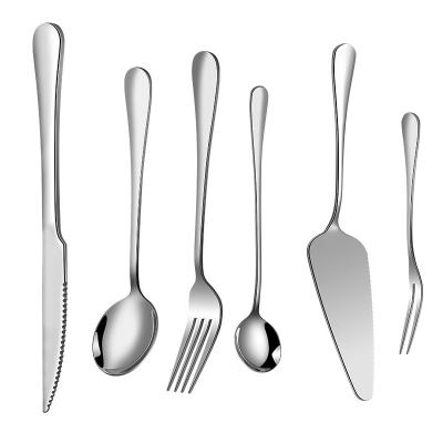 China Travel Mirror Matte Polish 5 Pcs Knife Fork Spoon Flatware Stainless Steel Cutlery Set Sustainable Custom Luxury Wedding Silverware for sale