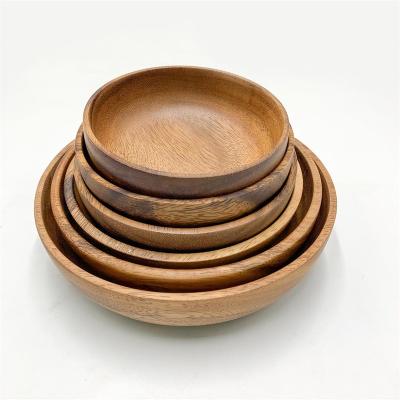 China Sustainable Household Kitchen Ware Accessories Wooden Serving Dish Set Dish And Acacia Wood Circle Dish for sale