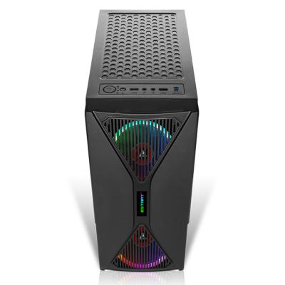 China New ATX Mid Tower Front LED Fan Gaming PC Screwless Hot-swap Desktop Black Computer Case for sale