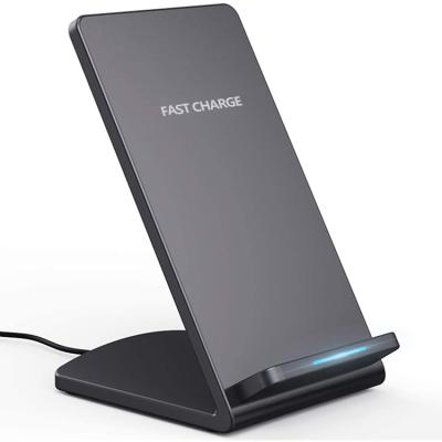 China Portable Fast Mobile Phone Charger 10W Qi Wireless Stand Charging 2 Coils Phone Holder Mobile Phone Radio Charger for sale