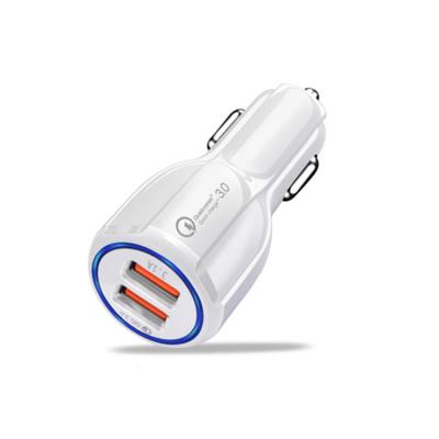 China 2021 Mobile Phone Car Charger 3.0 Dual USB QC 3.0 Adapter Fast Charging Car-Charger Fast Charging Type For USB Cable Phone Charger for sale