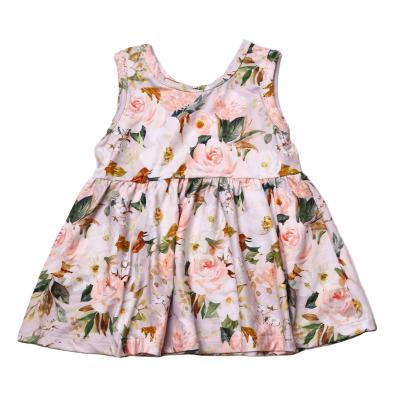 China Washable High Quality Milk Silk Girls Floral Dresses Short Sheath Baby Newborn Summer Cotton OEM Simple Skirts for sale