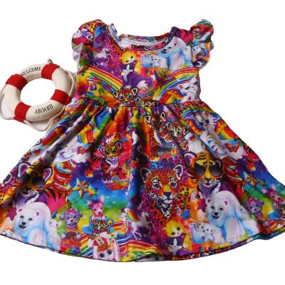 China Washable girls dress print 2021 summer baby fashion short sleeves milk silk cotton accept OEM skirt for sale