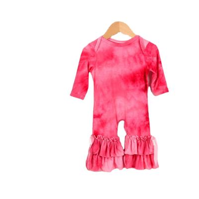 China Shorts sleeves short sleeves rompers clothes pajamas milk silk OEM buttons newborn babies tie-dyed clothes for sale