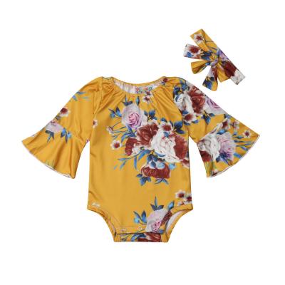 China 100% Cotton Baby Clothes Summer Style Baby 95% Cotton Wholesale Newborn Floral Printing Clothes OEM for sale