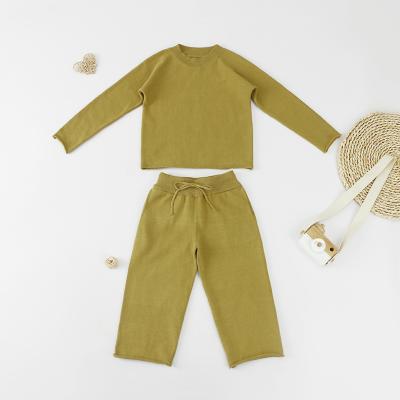 China Wholesale 100% Knitted Solid Color Kids Size Sweater Set Unisex Clothes Plus Cotton Outfit for sale