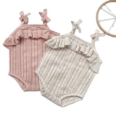 China Summer Sleeveless One-Piece Clothing Baby Newborn Baby Girls Knitted Romper Whole Sale for sale