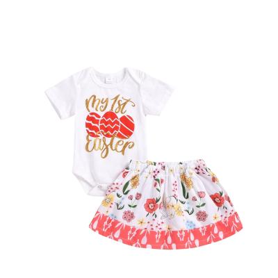 China Fashion Wholesale Kids Summer Costume Girl Ruffle Vest Floral Skirts Infant Toddler 2 Piece Set Accept Customized for sale