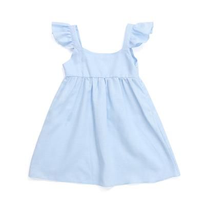 China Breathable Summer Custom Kids Wear Big Kids Girl Clothing Wholesale Solid Girls Dress for sale