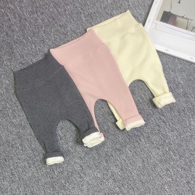 China Breathable Newborn Baby Pants Solid Custom Embroidery Long Style 100 Cotton Unisex Plush Warm Clothes for sale